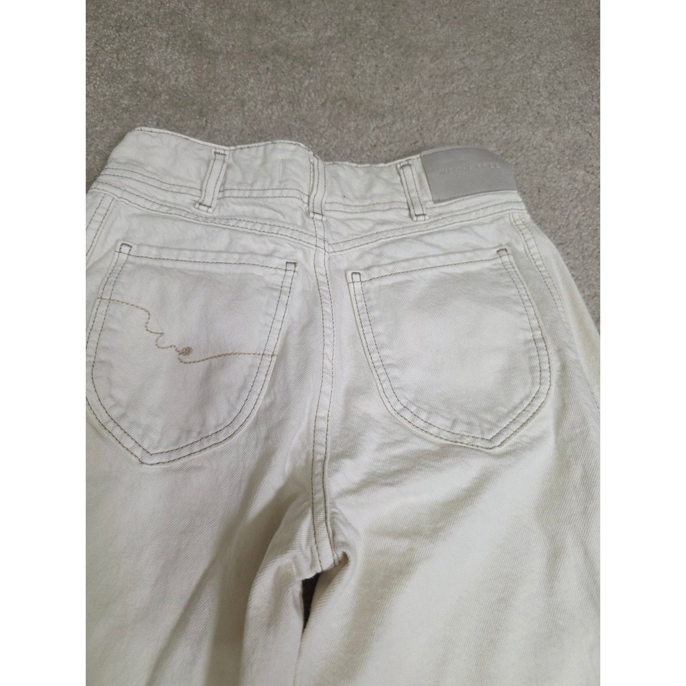 We The Free Free People Wide Leg Jeans Cream Off White Contrast Stitch Size 25 - Picture 10 of 12